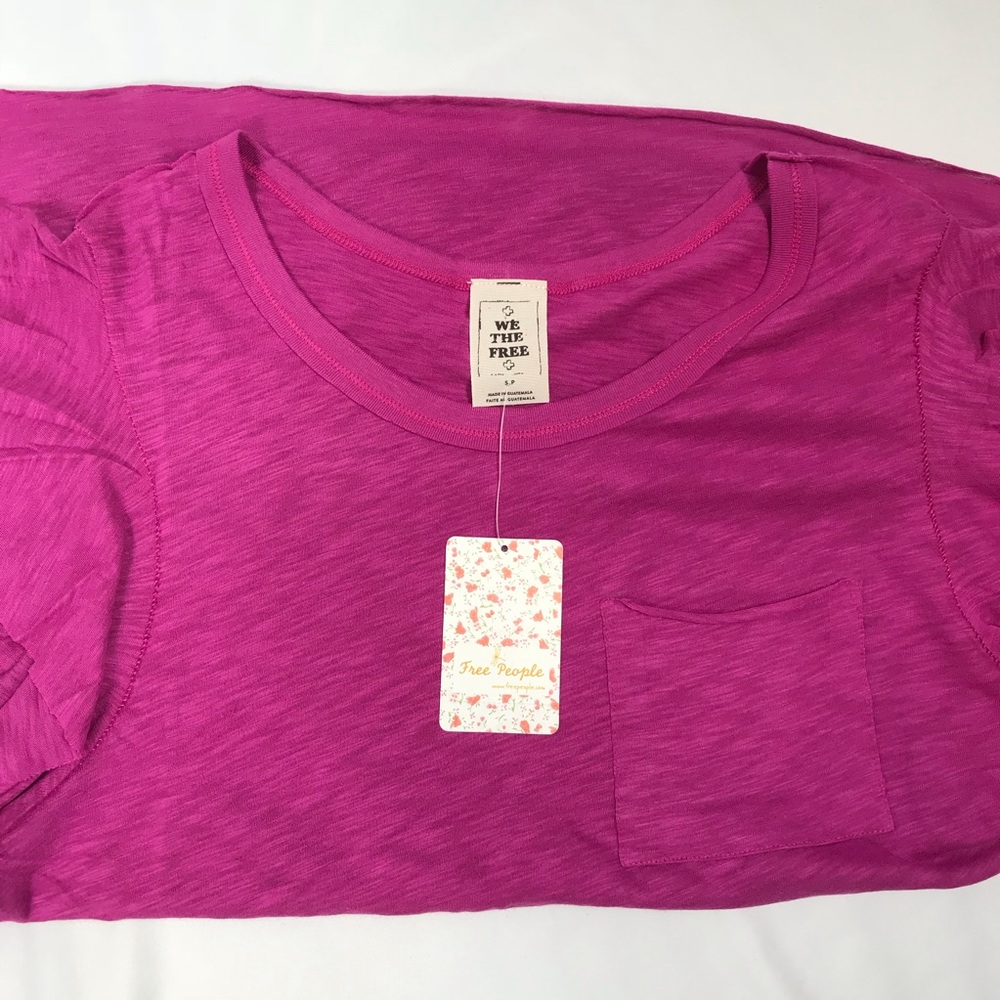 Free People Raspberry So Easy Tee (S) NWT - Picture 5 of 8